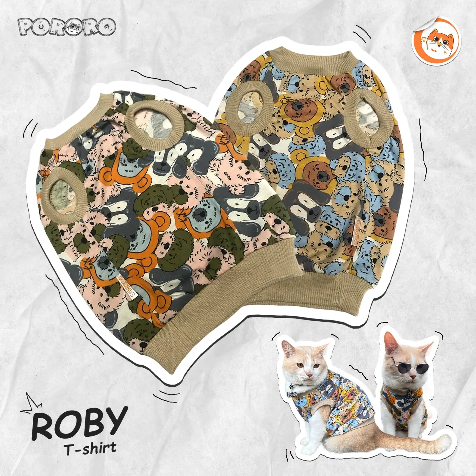 Pororo - Baju Kucing T-shirt Kucing Murah Lucu Motif Roby