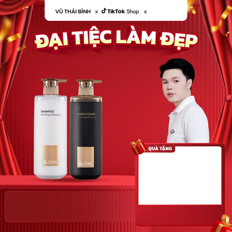 KOL Vũ Thái Bình Bộ Gội Xả Blemil Phục Hồi Suôn Mượt Tóc Hương Thơm Nước Hoa 750mlx2