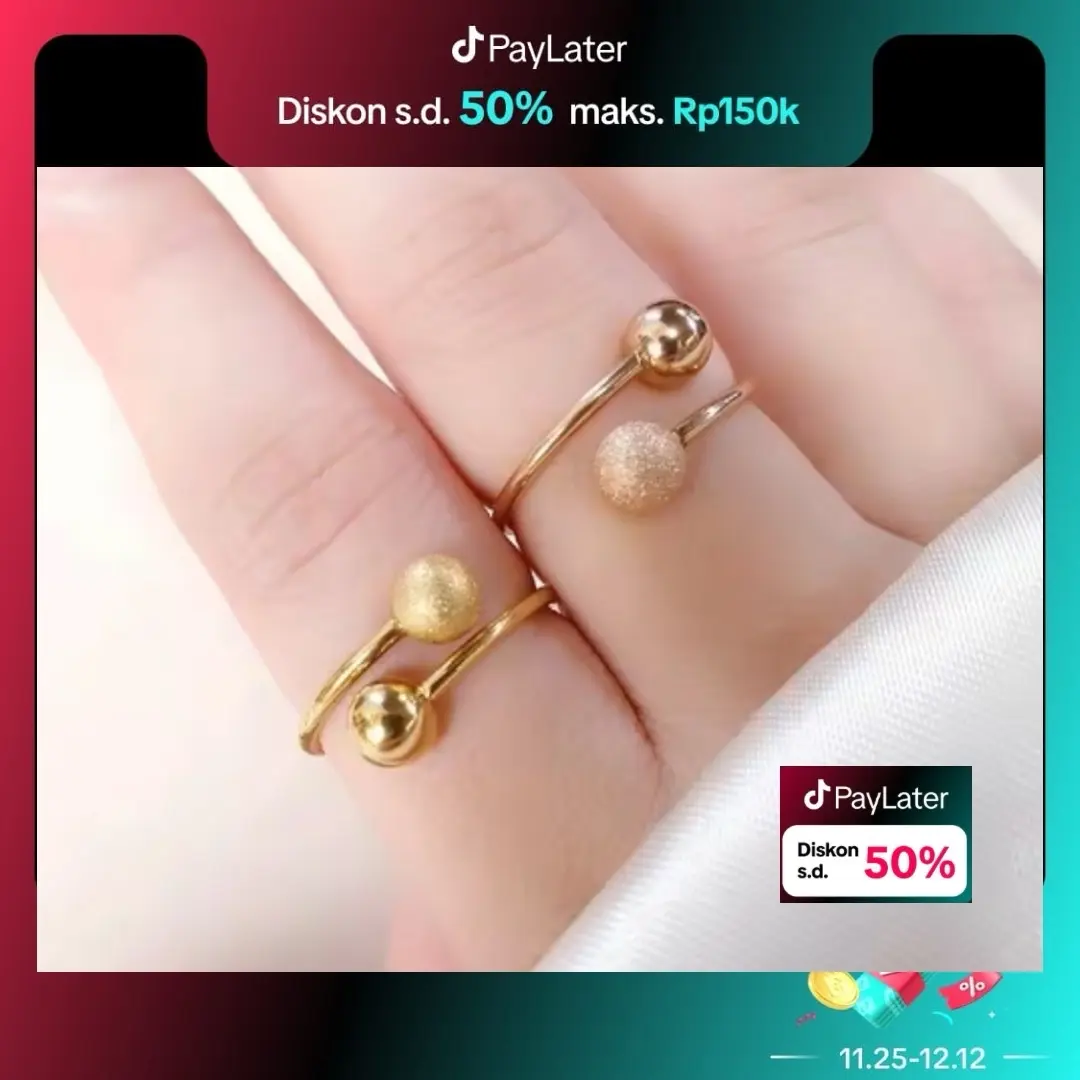 Clue Xuping - Aksesoris Cincin Boba Wanita Stainless Adjustable Aesthetic N05092219 Gold Perhiasan Jewellery  Rings cincin besar mewah skena
