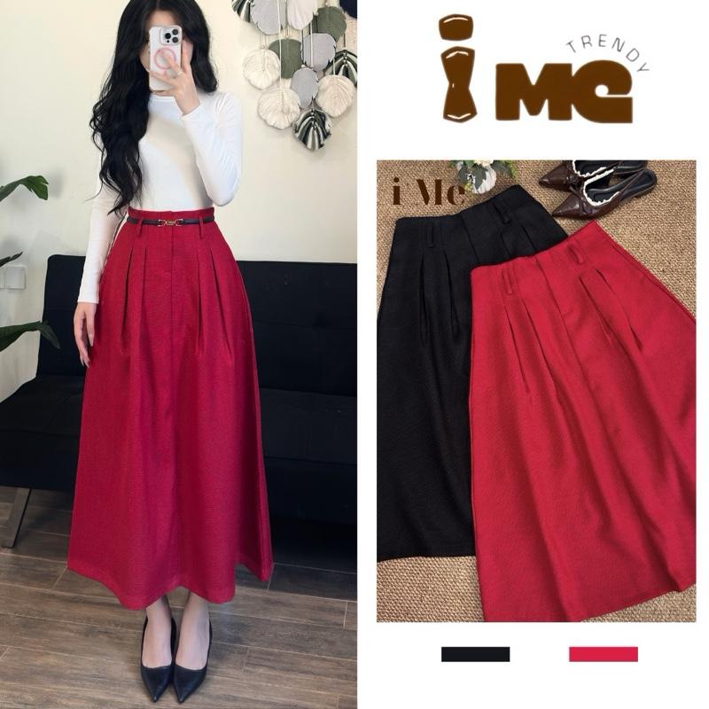 Chân Váy Dáng Xoè Liền Ly Dài 85CM Tặng Kèm 1 Dây Đai Chất Vải Thố Gai Vân Cáo - i Me Trendy C3