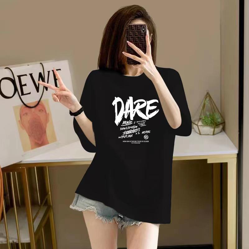 Áo Thun Ngắn Tay In Chữ, Thương Hiệu Hợp Xu Hướng Dáng Rộng Vừa Vặn, Dài Trung Bình Dáng Ôm, Áo Tay Lửng Áo, Dành Cho Nữ, Hàng Mới Về Mùa Xuân Hè 2025, Hợp Xu hướng 1