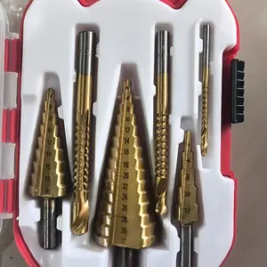 6pcs Mata Bor Pagoda Set HSS 4 12 20 32 Hex Shank Straight Groove Step Drill Bit Set Spiral Groove Drill