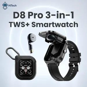 D8 Pro 3-in-1 Smartwatch + TWS Earbuds + Case | Jam Tangan Pintar 2.01″ TFT, NFC, Bluetooth Call, Health Monitoring, Fitness Tracker ios & android heart rate