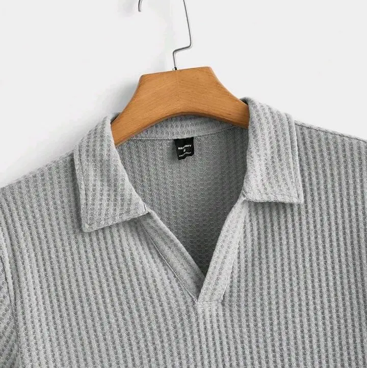 Paket 3 pcs Kaos polo lengan pendek pria V-neck waffle premium baju distro terbaru Atasan Kerah Dewasa Cowok 8