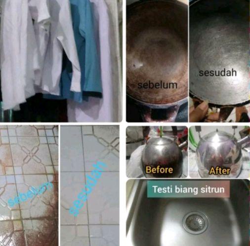 Citrun Biang Pembersih Serbaguna Kualitas Premium Tekstur Serpihan Kasar 1Kg Aman Noda Air Kerak & Pakain untuk Permukaan Dapur dan Pakaian