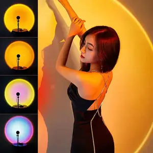 (COD) sunset lamp Lampu 5 wanra Tidur Proyektor Led Motif Matahari Terbenam Warna Pelangi Kamar Tidur Usb