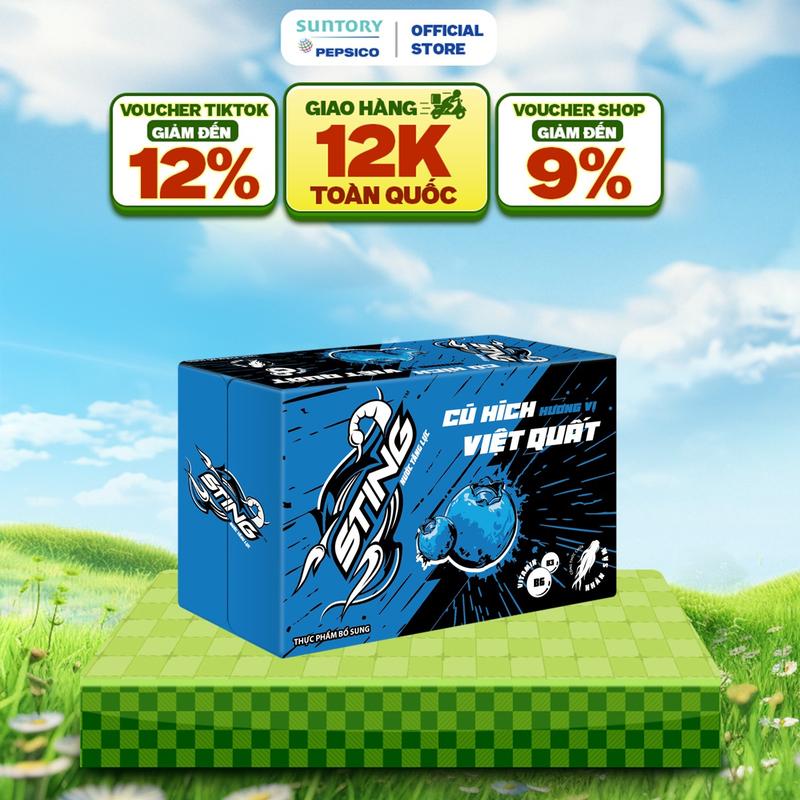 [Deal Sốc] Thùng 24 Lon Nước Tăng Lực Sting Xanh Việt Quất (320ml/lon)