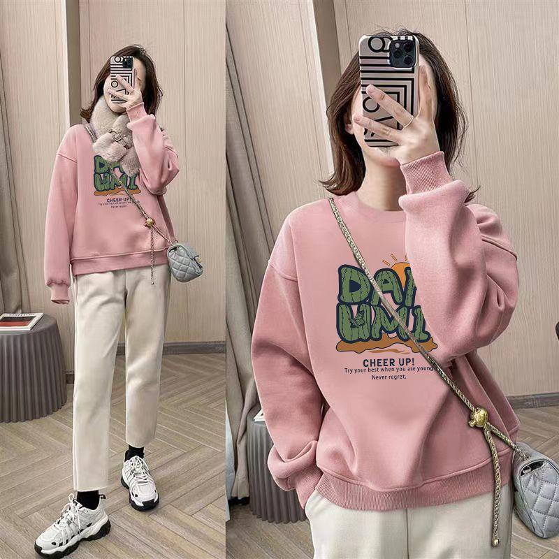 Product Introduction of Áo Cho Nữ, Áo Nỉ Cotton Nguyên Chất Mới Cho Mùa Thu Và Mùa Đông, Nhung Cáo Bạc Dày Dặn, Cổ Tròn Dáng Rộng In Họa Tiết Cao Cấp, Áo Giảm Béo Cho Nữ 13
