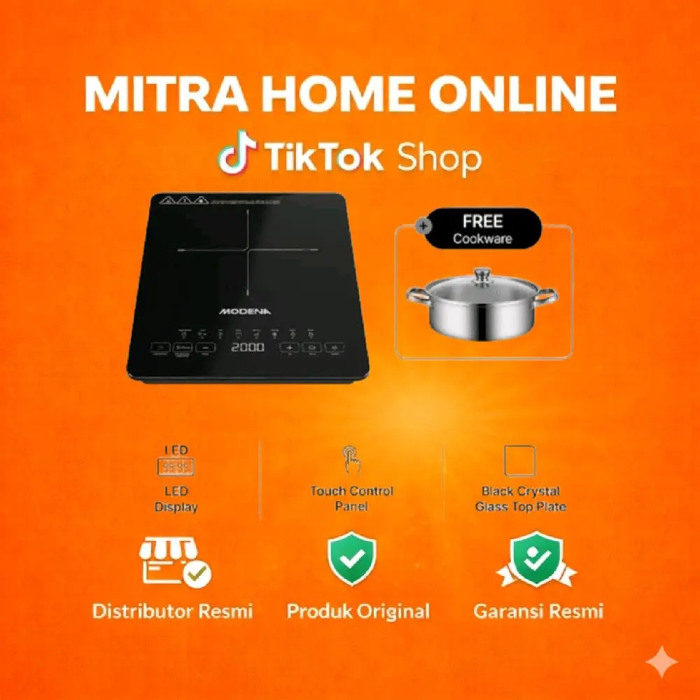 MODENA Kompor Listrik Portable Induction PI 1311 RGBK FREE Cookware MURAH - PI 1311 RGBK