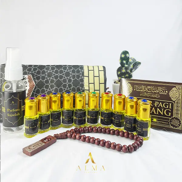 [Beli 1 Dapat 10] Paket Parfum Sholat Non Alkohol by Alma Parfume wangi Kasturi, Raudhah, Kiswah, Zahrat Hawai, Aod Bukiyah - 10 Botol 1