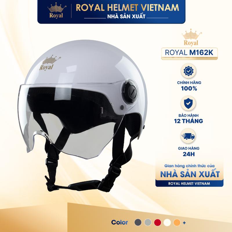 NHÀ SẢN XUẤT Mũ Bảo Hiểm Nửa Đầu 1 2 Royal nón M162K Có Kính Chắn Cho Nam Và Nữ Đi Xe Máy Chính Hãng | Trực tiếp từ NSX