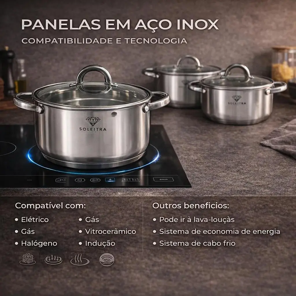 Kits/Jogos De Panelas Alemã Genebra 19 Peças Aço Inoxidável Luxo Prata/inox 2 - 4