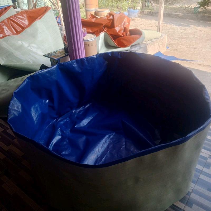 Kolam Terpal Bulat Tanpa Rangka Diameter 150cm /1, 5m tinggi 45cm Untuk Budidaya Ikan Lele Nila Gurame gabus udang Belut Dll 5