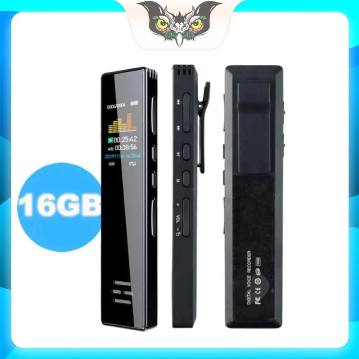 Perekam Suara 16GB Audio Digital Voice Recorder USB Recharge 230mAh