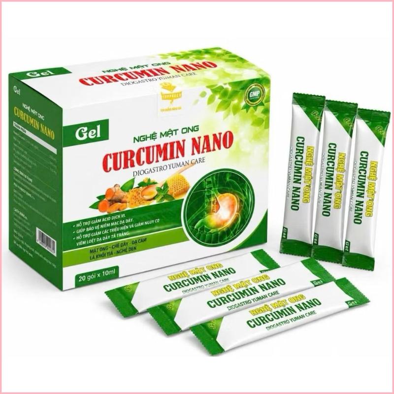 GEL dạ dày NGHỆ MẬT ONG CURCUMIN NANO - giảm acid dịch vị, ợ chua, đầy hơi, trào ngược dạ dày hiệu quả - Hộp 20 gói 10ml