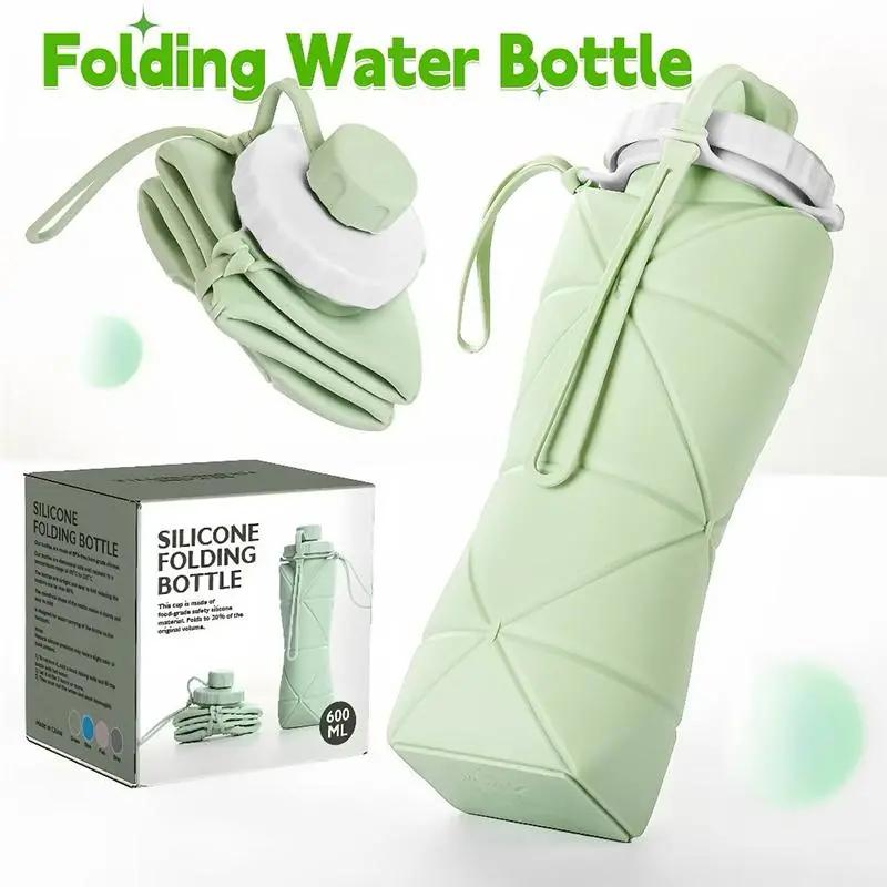 600ml silicone cho lỗ rò rỉ thể thao có thể gập lại và có thể dùng, nhiều lần chai nước có thể gập lại