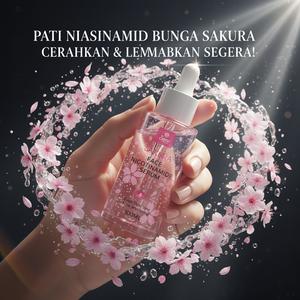 SOUG Serum Niasinamida 30ml 50ml 100ml untuk Tompok Gelap Jerawat Kulit Berminyak Kawalan Minyak Pelembapan Pencerahan dan Tompok Gelap Kesan Berseri Sakura dalam 28 Hari
