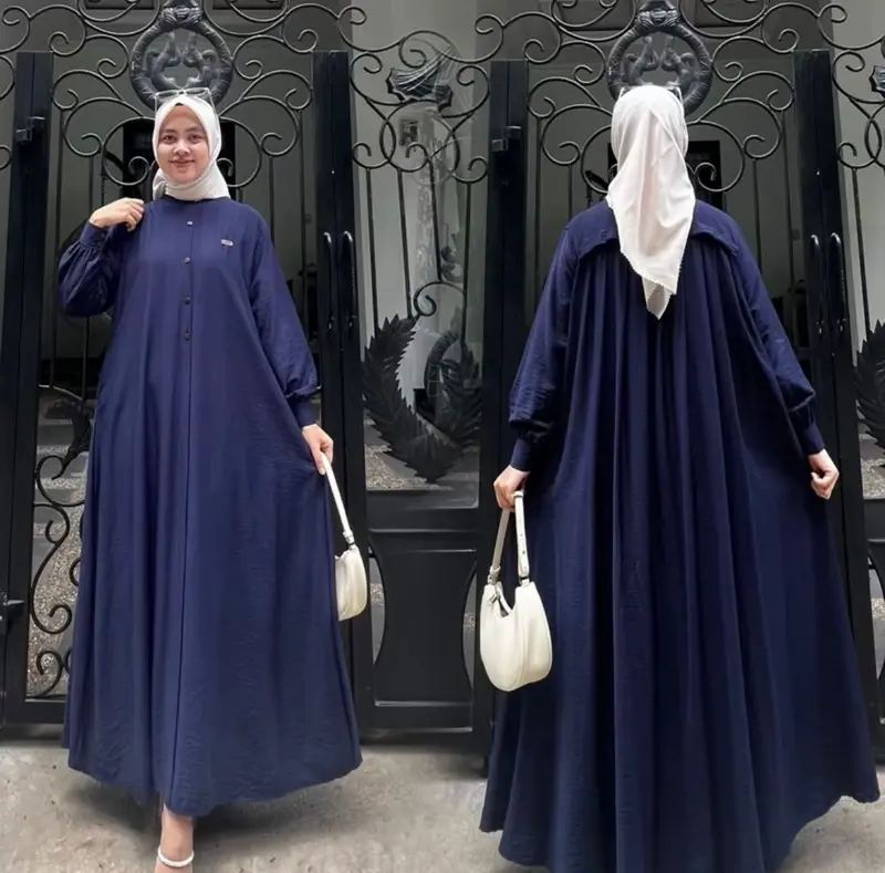 Vanila dress polo linen gamis Lebaran terbaru 2025 Muslim Wanita 3