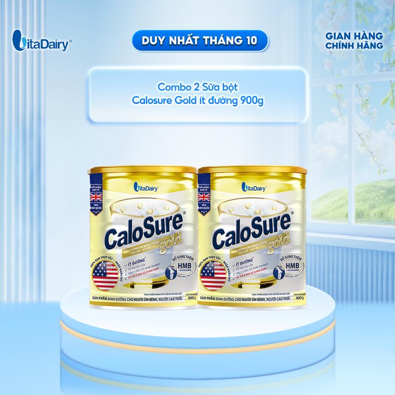 Sữa bột CaloSure Gold ít đường - Bổ sung năng lượng, giúp tiêu hoá khoẻ, hỗ trợ xương khớp khoẻ - Lon 900g