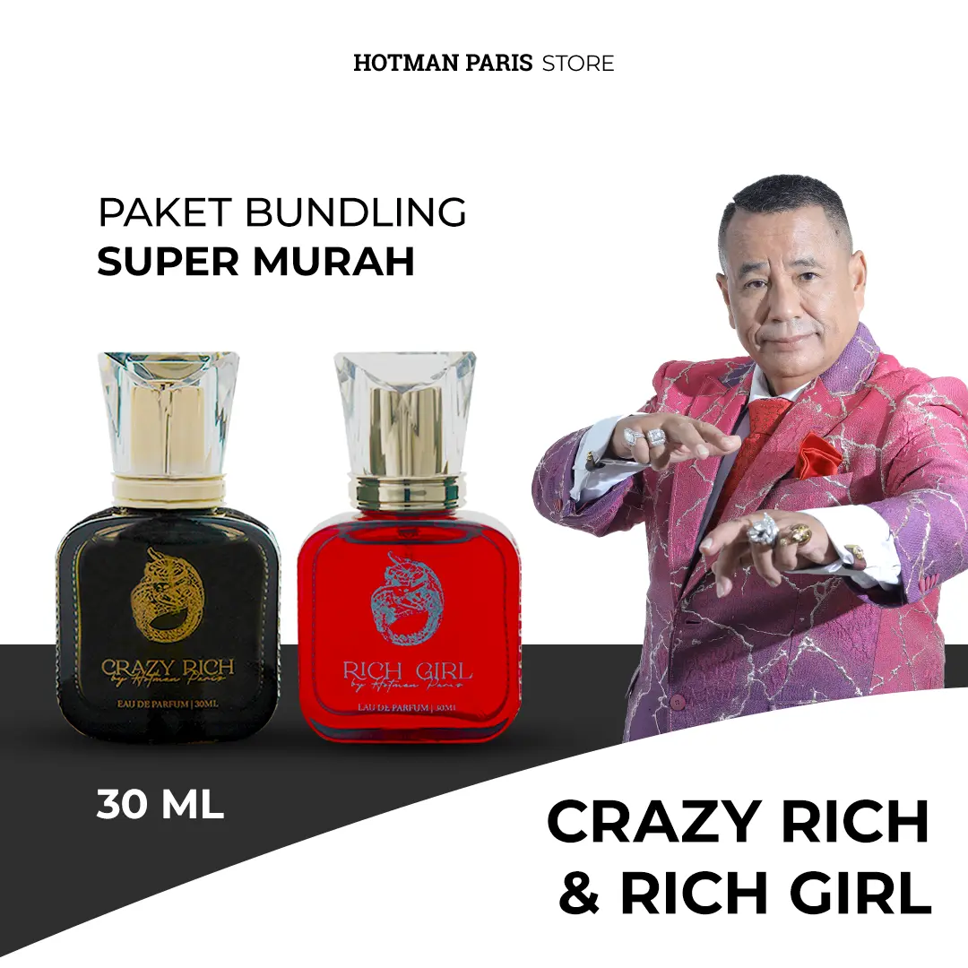 PROMO BUNDLING Parfume Crazy Rich & Rich Girl by Hotman Paris Traveling Size 30Ml Hitam Lasting