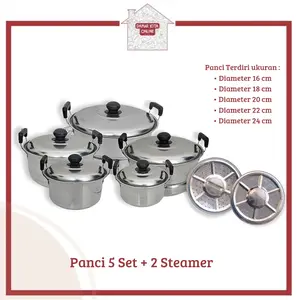 PANCI SET 5 SUSUN + STEAMER TD / PANCI SUSUN 5 + STEAMER STAINLESS STEEL Kitchenware