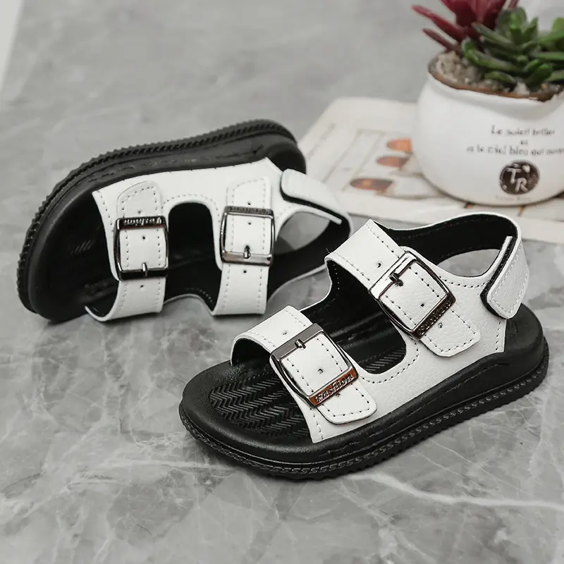 [FORM nhỏ] Sandal Quai Hậu  Trắng - Đen  Bé Trai Size21-30 Dép Sandal Dép Sandal Cho Bé BM17 da mềm, thời trang, hottrend mẫu mới HQBE 5