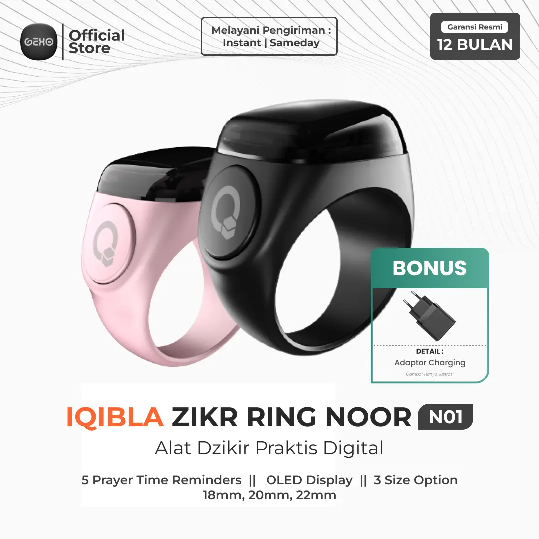 iQibla Zikr Smart Ring NOOR N01 Cincin Tasbih Muslim Digital