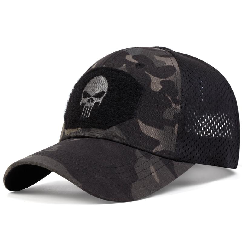 Product Introduction of 2024 Dragon Year New Popular Military Fans Outdoor Camouflage Baseball Mesh Cap Special Forces Tactics Camouflage Hat Skull Sun-Proof Velcro Peaked Cap Sports Outdoor Hat 6