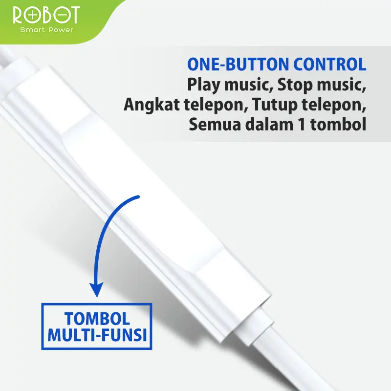 ROBOT Headset RE10 Wired Headset Wired Earphone Bass Original - Garansi Resmi 1 Tahun (RE10) [ BISA COD ] Headphone 6