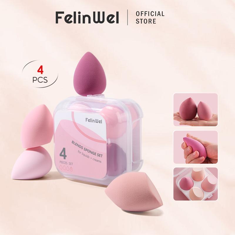 FelinWel - Set Bông Mút 4 Miếng Boun-Boun Đi Kèm Hộp Đựng