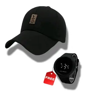Topi distro gratis Jam tangan LED mendaki hitam topi olahraga & outdoor