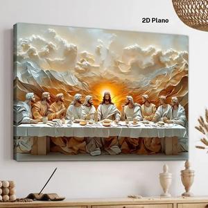 Conjunto de 1 pieza, pintura al óleo con marco de madera 2D, tema “La Última Cena”, arte mural cristiano de alta gama, con efecto luminoso, regalo festivo, regalo exquisito para la familia, adecuado para decoración de paredes en dormitorio, sala de estar, baño y cocina, tamaño 11.8 x 15.7 pulgadas