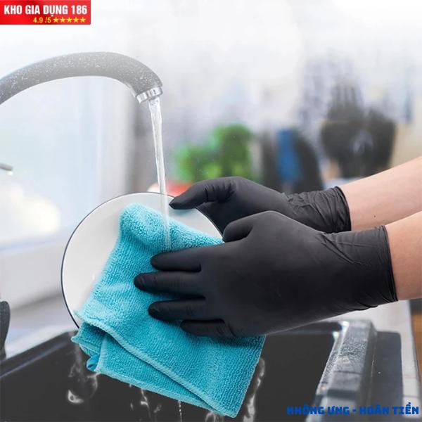 HỘP Găng Tay Nitrile Không Bột HTA - Chống Hóa Chất Chế Biến Thực Phẩm Nhà Bếp - Nặn Mụn, SPA Thẩm Mỹ Viện, Nhà Hàng - 100 Chiếc/Hộp