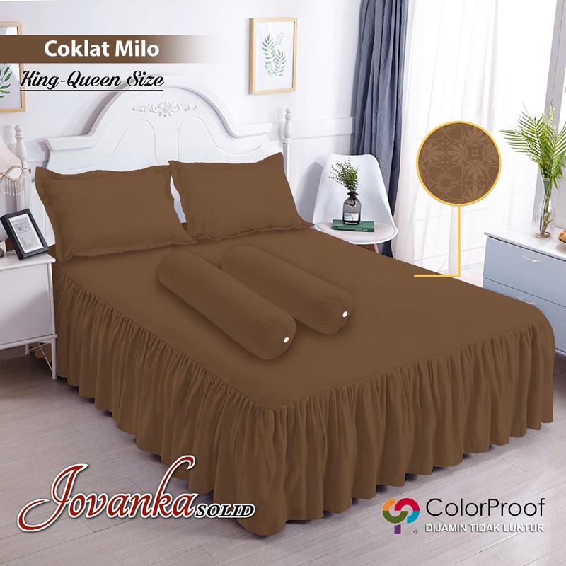 Jovanka Sprei Rumbai Set Polos Emboss Ukuran King 180x200x20 Dan Queen 160x200x20 Untuk Kasur Yang Elegant 3