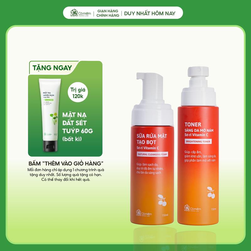 Bộ Đôi Làm Sạch Sâu Dưỡng Sáng Giúp Ngừa Thâm Nám Sữa Rửa Mặt Và Toner Vitamin