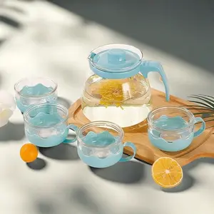 Iniana Officle Shop - Tea Pot Set 5 in 1 Tempat Minum Teh Teko Set Cangkir Kaca Teapot gelas