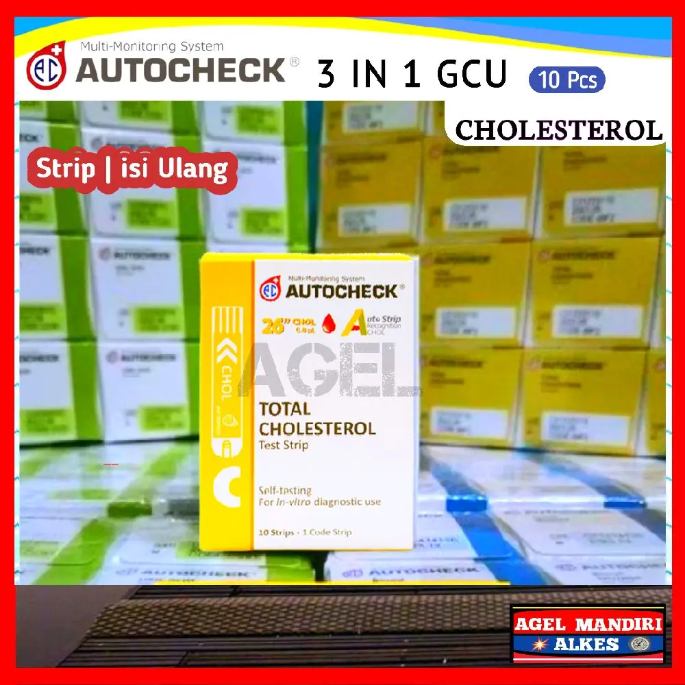 AUTOCHECK Strip Kolesterol Refill  Test Cholesterol Alat Cek Darah Kolesterol 3 IN 1 GCU Dijamin Original