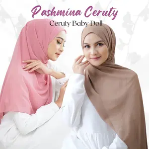 Hijab Pashmina Ceruty BabyDoll 50 Warna Jilbab Pasmina Polos Muslim Kerudung Instan Hitam Syari Ceruti Doll