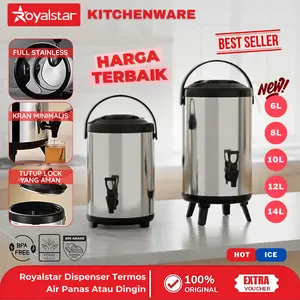 [PROMO] Royalstar Dispenser Termos Air Stainless Steel Dengan Kran Tahan Panas/Dingin 6L - 14L Milk Tea Water Bucket Untuk Kopi Teh Jus Buah Premium Quality Kitchenware