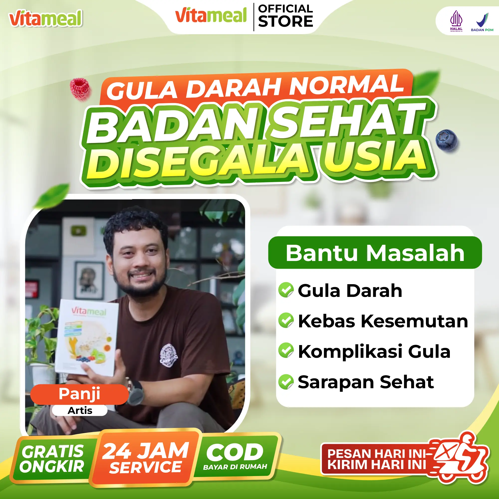 SEREAL VITAMEAL 1 - 4 Box, New Variant Less Sugar | ORIGINAL RESMI |  Bantu Masalah Gula Darah | Sumber Nutrisi Makanan Sehat | Cereal Food Granola Oatmeal | Sereal Susu Dairy Milk