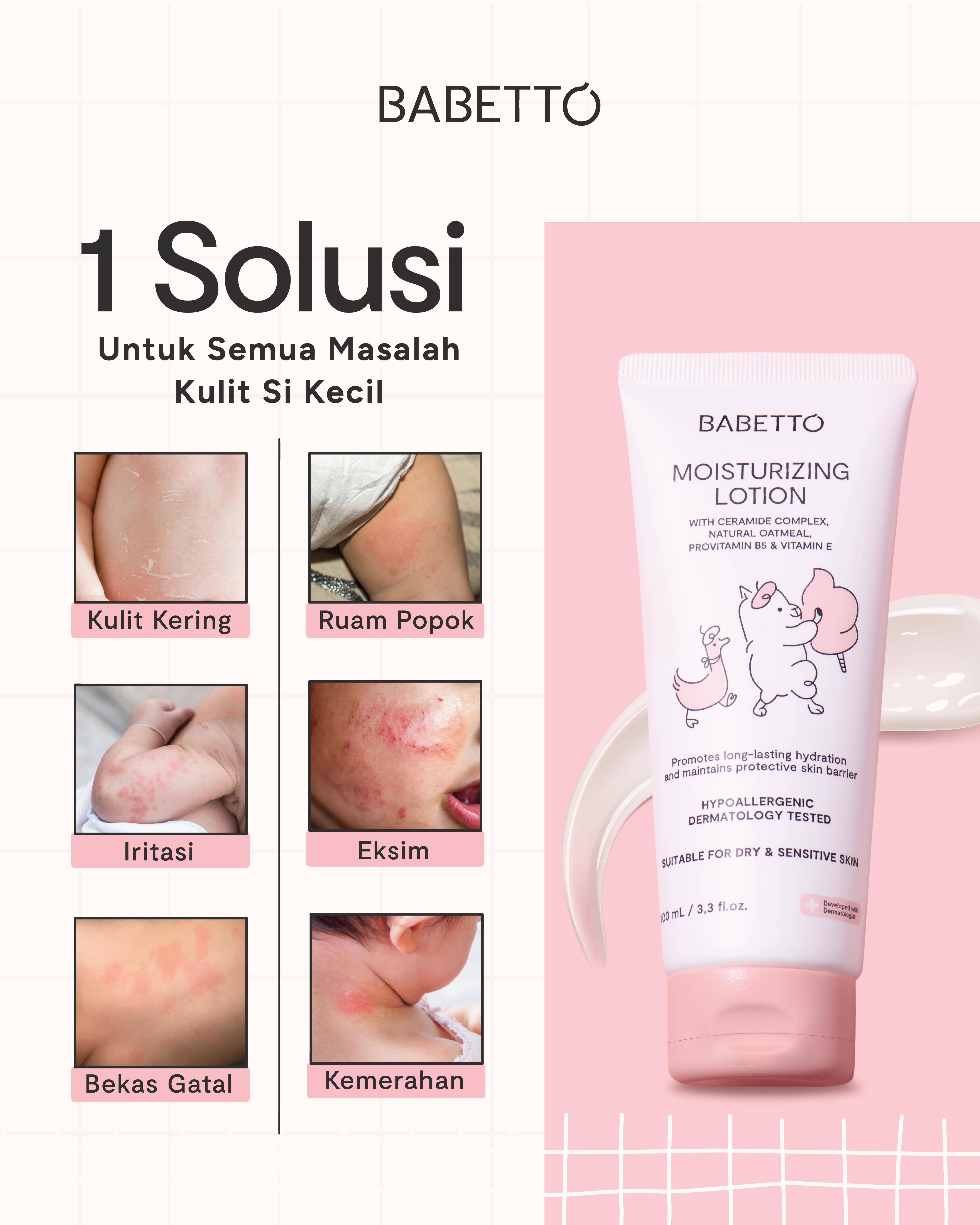 BABETTO Lotion Pelembab Bayi 100ml dengan Ceramide Complex & Provitamin B5 Perawatan Kulit Kering & Sensitif Dermatologist Tested Hypoallergenic