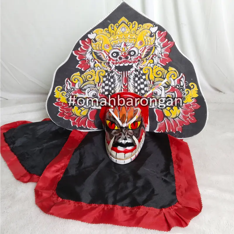 Barongan Anak Kecil Spons Ukuran Jumbo Dan Tanggung Motif Bali Leak Merah Warna Merah Kuning 1