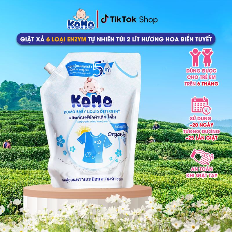  Nước Giặt Komo Hương Hoa Biển Tuyết Túi 2 Lít Làm Sạch 