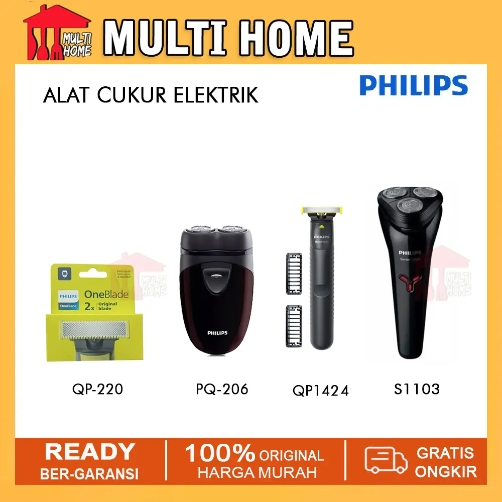 Philips Shaver QP1424 / S1103 / QP220 / PQ206 Alat Cukur Elektrik