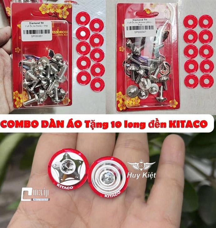 Tặng 10 LĐ KITACO Đỏ FULL Bộ Ốc Dàn Áo SALAYA INOX 304 Vario AB Wave Dr Si Fu Ex Win Vision Jupiter Sonic Raider Satria Mio MS9943