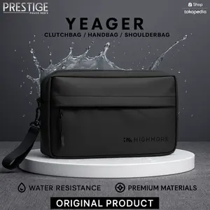 HIGHMORE YEAGER - Tas Pria Yeager 3in1 Tangan Selempang & Clutch Premium Waterproof Hitam Bahan Bimo Tahan Air Multifungsi Multikompartemen Stylish