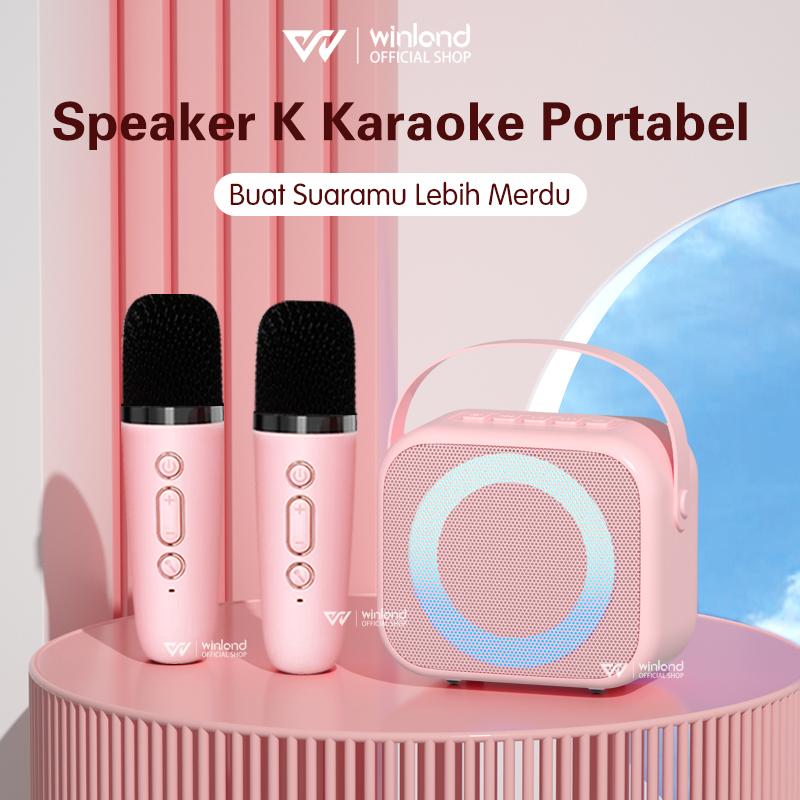 (COD) Winland Speaker Bluetooth Karaoke 2 MIC 1 SET Portable Mini Speaker Bluetooth Bass Wireless Jam speaker listrik 8