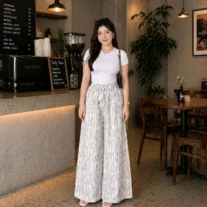 Celana Panjang Everyday Pants - Stripe Pants - Celana Kulot Wanita Kekinian - Motif Abstrak - Celana Baggy Pants Wanita - Kerja Kantor Kuliah - Standar Jumbo Celana Formal Casual Wanita Loose Basic