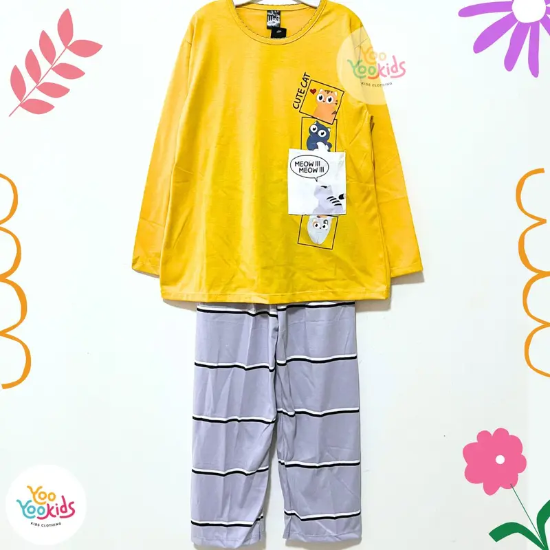 Setelan Baju Tidur Anak Perempuan Umur 8 - 12 Tahun Baju & Celana Panjang / Piyama Anak Perempuan / Piyama Anak Cewek / Piama Anak Perempuan / Baju Anak Perempuan / Setelan Anak Perempuan / Fashion Anak Perempuan / Pakaian Anak Perempuan Motif Lucu 2