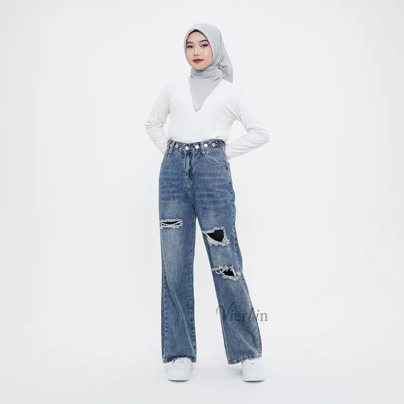 VIERLIN - Jeans 8972 - HIGH WAIST LOOSE JEANS Celana Panjang 2